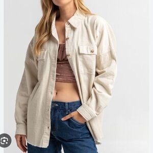 Cream Corduroy Button-Up Jacket - Fits Oversized - RSQ